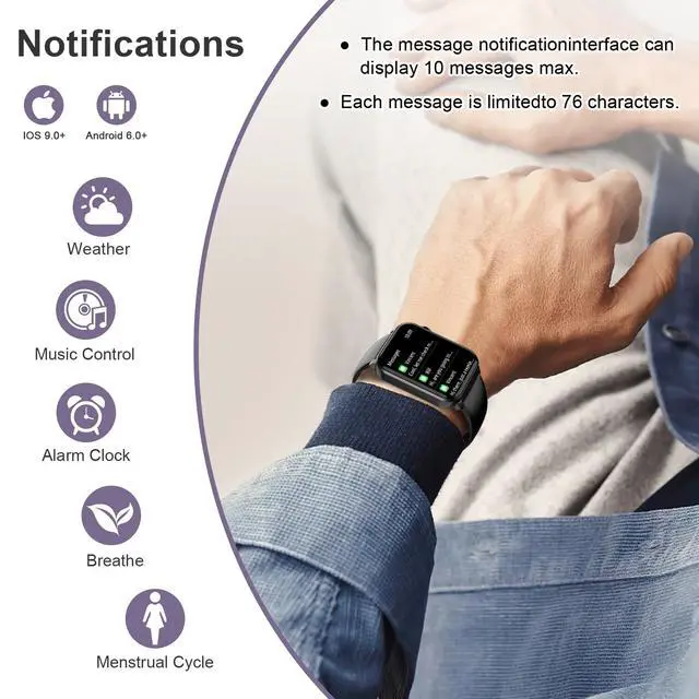 Alt view image 6 of 7 - Smart Watches for Men, 1.91" AMOLED Men's Fitness Watch with 2026 Upgrade LED Flashligh, 7-Day Battery, IP68 Waterproof, 24/7 Heart Rate/Sleep Monitor, 120+ Workout Modes for Android iPhone(2 Bands)