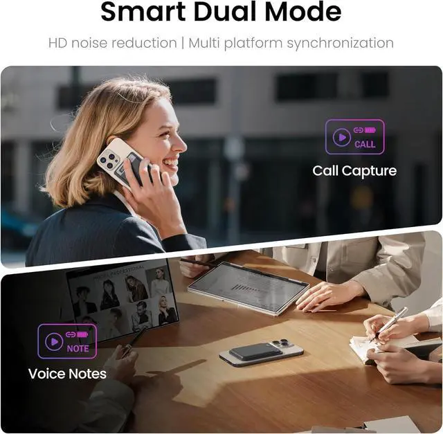Alt view image 2 of 7 - AI Voice Recorder, Note Voice Recorder - Transcribe & Summarize, AI Noise Cancellation Technology, Supports 152 Languages, 64GB APP Control Audio Recorder for Lectures, Meetings, Calls