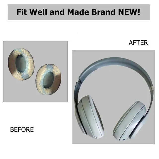 Alt view image 4 of 6 - Replacement Ear Pads Cover, Earpads Cushions Compatible with Beats Studio 2 and Studio 3 Over Ear Headphones 1 Pair (Grey)