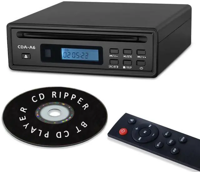 Main image of Portable Bluetooth CD Player for Home CD Ripper Hi-Fi Audio CD Player Desktop CD Players Optical and AUX OutputLossless Sound Quality (Black)