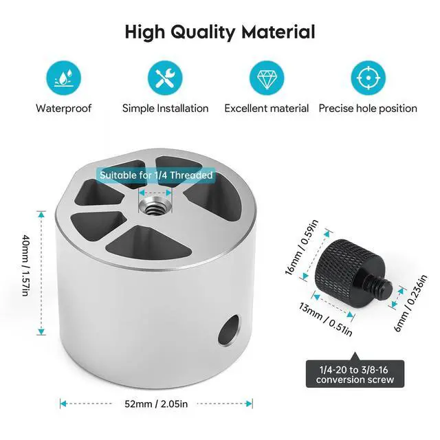 Alt view image 3 of 7 - ® Aluminum Tripod Mount Adapter for 2025 Starlink Mini & Mini X | Fits Starlink Mini & Mini X, 1/4"-20 & 3/8"-16 Threads, Flat & Pipe Mount Compatible, Durable Aluminum, Secure Setup