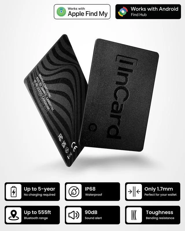 Alt view image 3 of 7 - Wallet Tracker Card for Both Googles Find Hub and Apple Find My, 5 Years Battery Life Ultra-Thin Android Tracker Card, IP68 Waterproof Wallet Finder for Passport, Purse,Gags,1 Pack