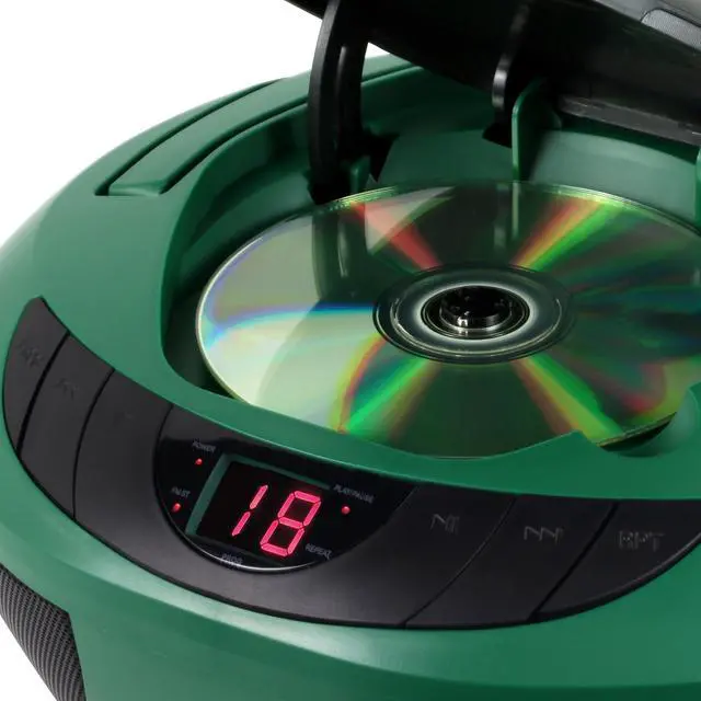 Alt view image 3 of 7 - ® CD-475 Classic Boom Box Portable CD Player - Home Audio Radio AM-FM, Stereo Speakers Aux Line-in, Headphone Jack - Green - Limited Edition Color