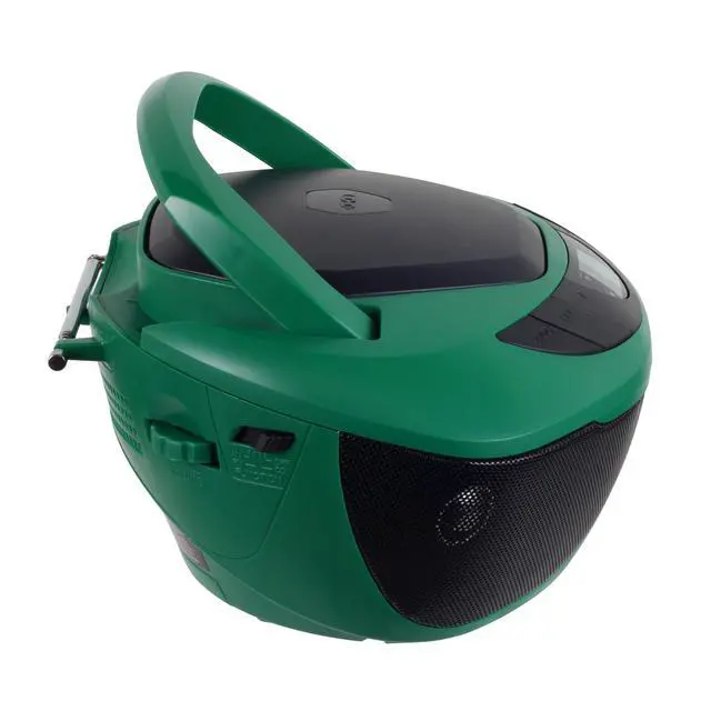 Alt view image 4 of 7 - ® CD-475 Classic Boom Box Portable CD Player - Home Audio Radio AM-FM, Stereo Speakers Aux Line-in, Headphone Jack - Green - Limited Edition Color