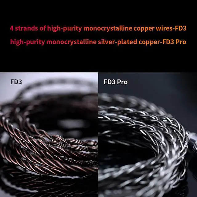 Alt view image 7 of 7 - FD3 Earphones in-Ear Earbuds High Resolution 1DD Bass Heavy MMCX Connector (Black)