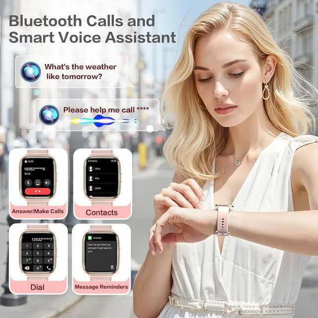 Alt view image 3 of 7 - Pink Smart Watch for Women, 1.75" AMOLED & Da GPT AI | Bluetooth Calls, 24/7 Heart Rate, Spo2 & Sleep Tracking. Ip68 Waterproof. Works with IOS/Android Via Da Fit App