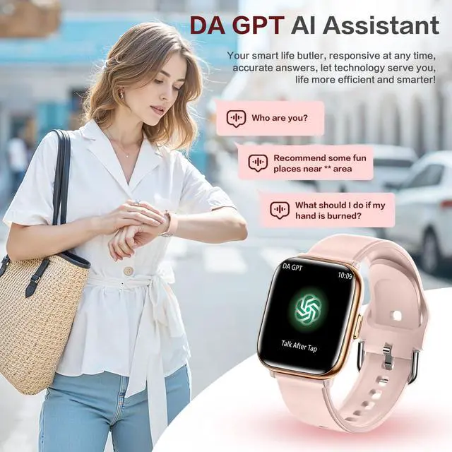 Alt view image 5 of 7 - Pink Smart Watch for Women, 1.75" AMOLED & Da GPT AI | Bluetooth Calls, 24/7 Heart Rate, Spo2 & Sleep Tracking. Ip68 Waterproof. Works with IOS/Android Via Da Fit App
