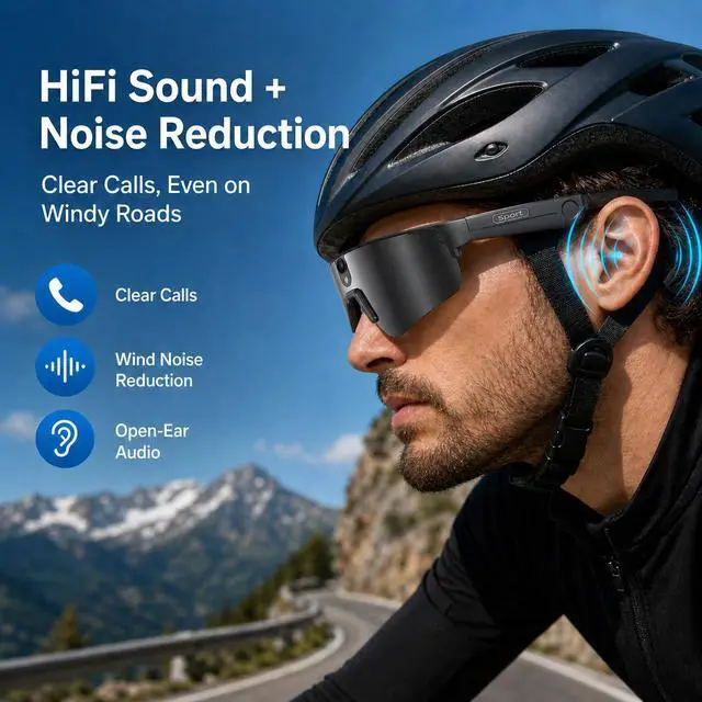 Alt view image 4 of 7 - AI Smart Glasses with Camera, 4K Photo Capture & HD Video Recording, Sport 8MP POV Camera Glasses for Cycling, 6-Axis EIS Stabilization, AI Voice Assistant, Translation, Men Women
