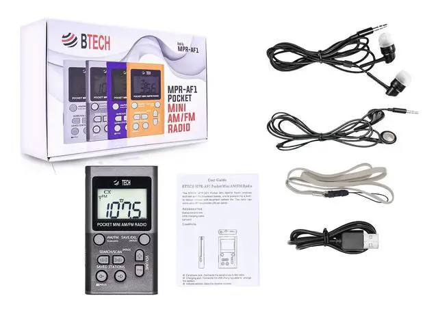 Alt view image 6 of 6 - MPR-AF1 AM FM Personal Radio with Two Types of Stereo Headphones, Clock, Great Reception and Long Battery Life, Mini Pocket Walkman Radio with Headphones (Silver)