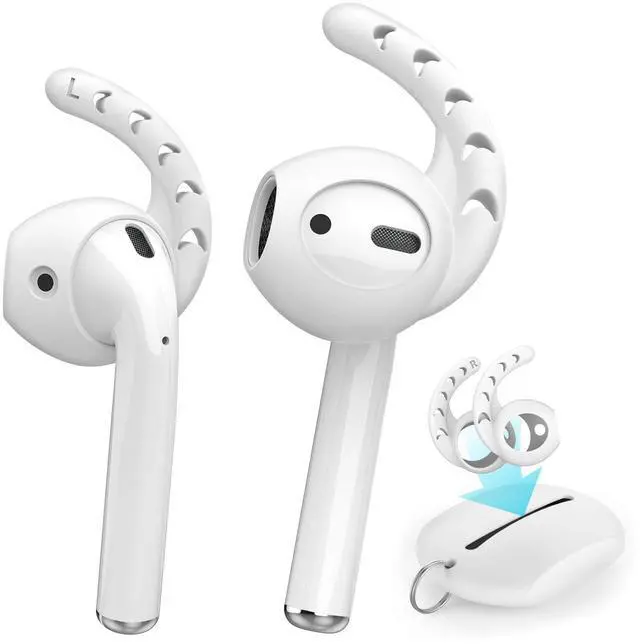 Main image of 3 Pairs AirPods Ear Hooks Cover Silicone EarPods Tips Accessories | Added Storage Pouch, Anti Slip, Secure Fit, Comfortable Silicone Ear Tips Compatible with Apple AirPods Headphones, White