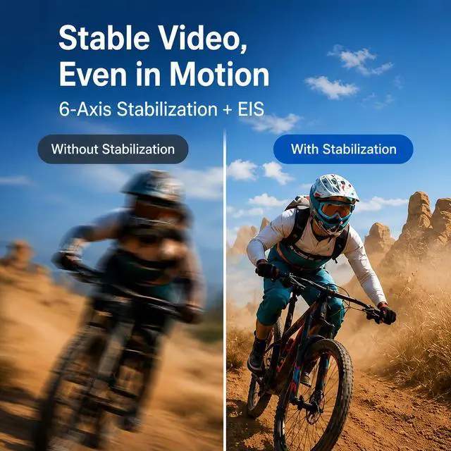 Alt view image 6 of 7 - AI Smart Glasses with Camera, 4K Photo Capture & HD Video Recording, Sport 8MP POV Camera Glasses for Cycling, 6-Axis EIS Stabilization, AI Voice Assistant, Translation, Men Women