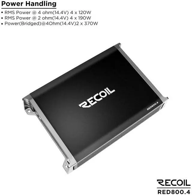 Alt view image 2 of 6 - RED800.4 Class D 4-Channel Car Amplifier Max 1600W MOSFET Power | Low Pass Filter Subsonic Filter for Full Range Speakers and Subwoofers