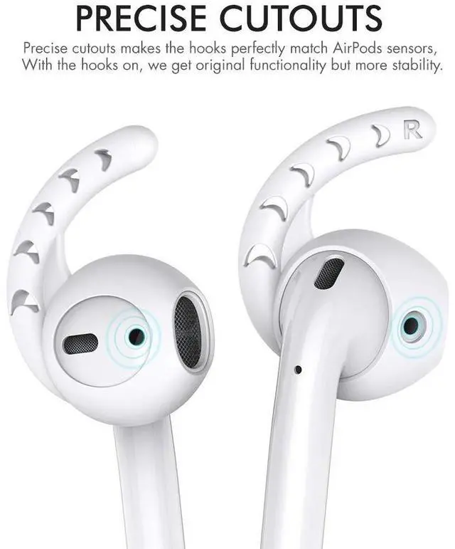 Alt view image 4 of 6 - 3 Pairs AirPods Ear Hooks Cover Silicone EarPods Tips Accessories | Added Storage Pouch, Anti Slip, Secure Fit, Comfortable Silicone Ear Tips Compatible with Apple AirPods Headphones, White