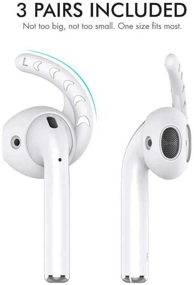 Alt view image 3 of 6 - 3 Pairs AirPods Ear Hooks Cover Silicone EarPods Tips Accessories | Added Storage Pouch, Anti Slip, Secure Fit, Comfortable Silicone Ear Tips Compatible with Apple AirPods Headphones, White