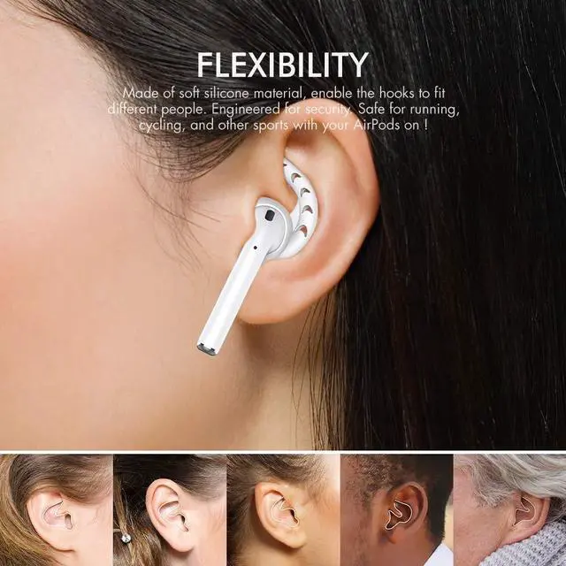 Alt view image 5 of 6 - 3 Pairs AirPods Ear Hooks Cover Silicone EarPods Tips Accessories | Added Storage Pouch, Anti Slip, Secure Fit, Comfortable Silicone Ear Tips Compatible with Apple AirPods Headphones, White