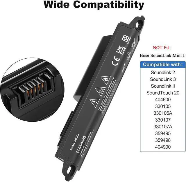 Alt view image 2 of 7 - High Capacity Replacement Battery for Bose SoundLink 33300mWh 11.1V | for Bose SoundLink, 2, 3, II, III, SoundTouch 20, 404600, 330105, 330105A, 330107, 330107A, 359495, 359498, with DIY tool