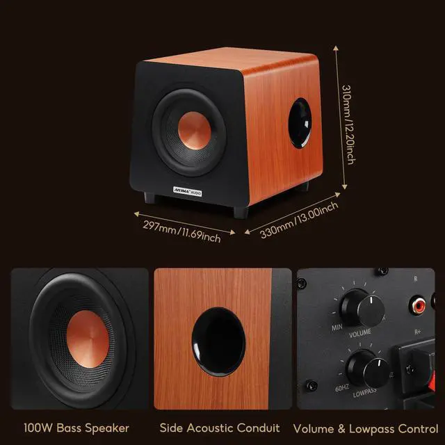 Alt view image 2 of 7 - 800X 8 Inch Powered Subwoofer 150W, HD Audio Active Speaker | 24bit/48KHz Deep Bass Speake with RCA/AUX/LFE Inputs forTPA3116 TPA3255 Integrated Amplifier Home Theater, Gaming, Music