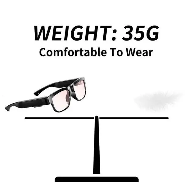 Alt view image 5 of 7 - Camera Glasses Smart Video Glasses with Camera Wearable Sports Eye Glasses Outdoor Recording Motorcycle Riding Hiking Built-in 32G Memory