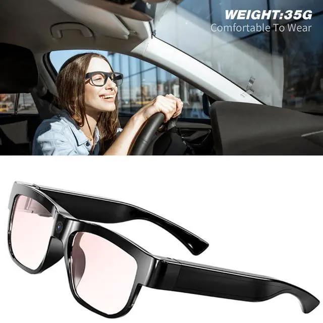 Alt view image 4 of 7 - Camera Glasses Smart Video Glasses with Camera Wearable Sports Eye Glasses Outdoor Recording Motorcycle Riding Hiking Built-in 32G Memory