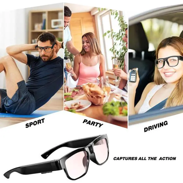 Alt view image 6 of 7 - Camera Glasses Smart Video Glasses with Camera Wearable Sports Eye Glasses Outdoor Recording Motorcycle Riding Hiking Built-in 32G Memory