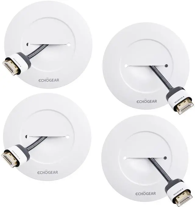 Main image of TV Cord Hider for Wall Mounted TV 4 Pack - Cable Management Kit Hides TV Wires - Includes 2 Pass Throughs, Locking Brackets, and Hole Saw Drill Attachment (White)