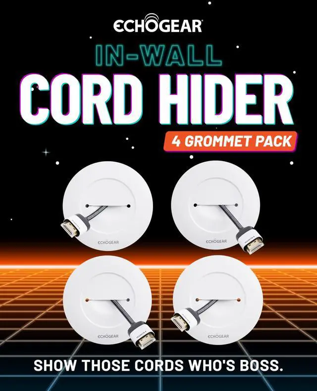 Alt view image 2 of 7 - TV Cord Hider for Wall Mounted TV 4 Pack - Cable Management Kit Hides TV Wires - Includes 2 Pass Throughs, Locking Brackets, and Hole Saw Drill Attachment (White)