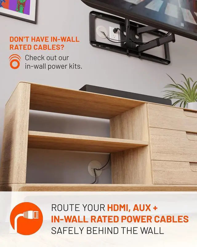 Alt view image 3 of 7 - TV Cord Hider for Wall Mounted TV 4 Pack - Cable Management Kit Hides TV Wires - Includes 2 Pass Throughs, Locking Brackets, and Hole Saw Drill Attachment (White)