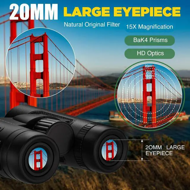 Alt view image 2 of 7 - 15x56 Binoculars for Adults High Powered - Large View Binoculars with Clear Low Light Vision - Waterproof Binocular for Camping Hunting Cruise Travel Bird Watching