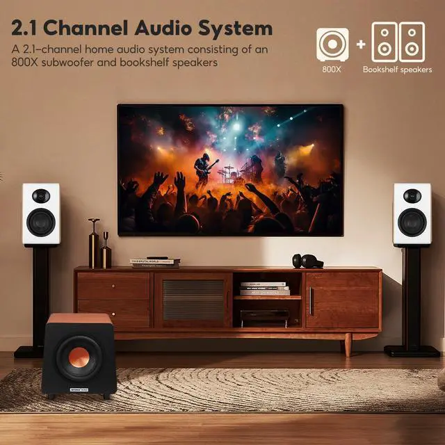 Alt view image 7 of 7 - 800X 8 Inch Powered Subwoofer 150W, HD Audio Active Speaker | 24bit/48KHz Deep Bass Speake with RCA/AUX/LFE Inputs forTPA3116 TPA3255 Integrated Amplifier Home Theater, Gaming, Music
