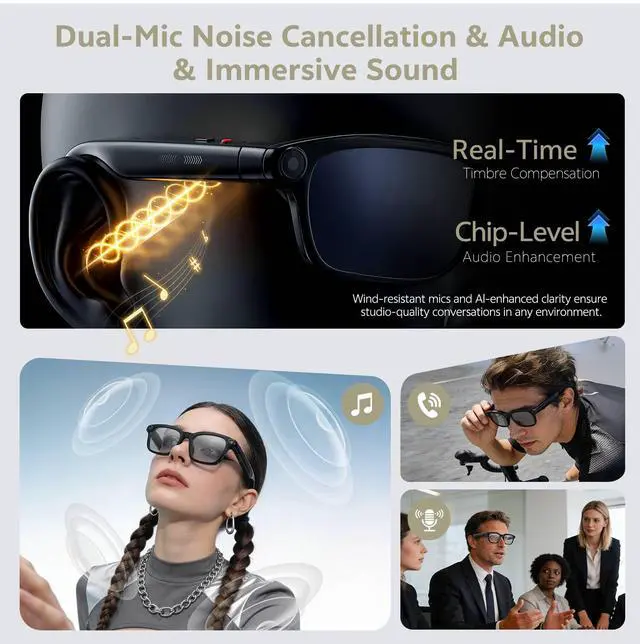 Alt view image 5 of 7 - AI Smart Glasses with 13MP Camera, Bluetooth Audio, Voice Control and Real-Time Translation, Open-Ear Smart Eyewear for Travel, Work and Daily Use