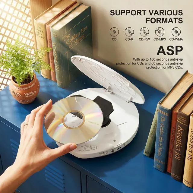 Alt view image 4 of 7 - H-01 Portable CD Player with Earphones,Personal CD Discman Player for Home Car with Anti-Skip Shockproof Protection, Small CD Player with LCD Display for Music Lovers