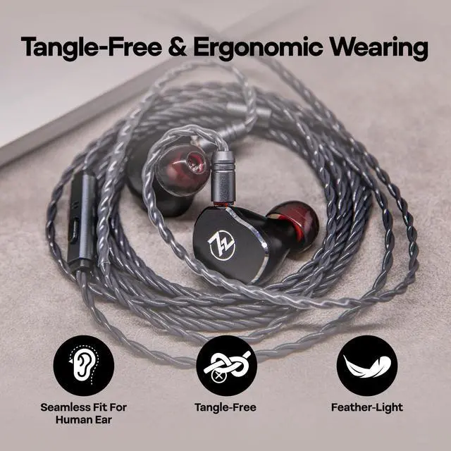Alt view image 5 of 7 - Tripowin Grace Silver-Plated OFC in Ear Earphone Cable w/Mic | 1.25m Length, 3.5mm Audio Plug for Audiophile Replacement Cable, 2Pin