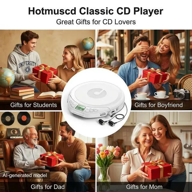 Alt view image 7 of 7 - H-01 Portable CD Player with Earphones,Personal CD Discman Player for Home Car with Anti-Skip Shockproof Protection, Small CD Player with LCD Display for Music Lovers