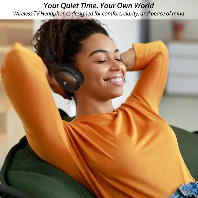 Alt view image 6 of 7 - Wireless Headphones for TV, with 2.4G Transmitter, Optical & 3.5mm Input | Headphones TV for Seniors, Easy Setup, Plug & Play, 100ft Range, 48H Playtime, No Delay, Ideal Gift for Parents and Elderly
