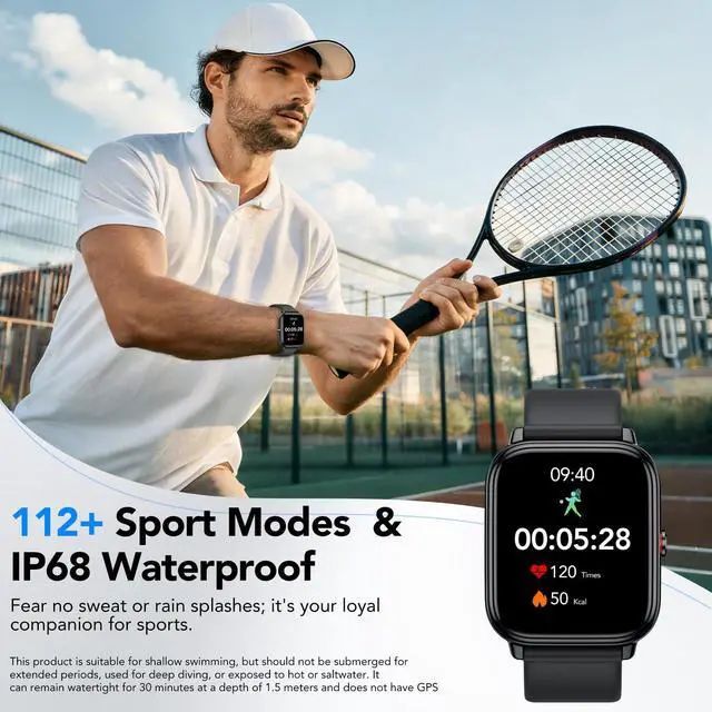 Alt view image 5 of 6 - Smart Watch for Men Women (Answer/Make Calls),1.83" HD Touchscreen Fitness Tracker, 480Hrs Playtime,112+ Sports Modes,Fitness &Tracker,Health,Sleep,Fitness Watch for Android/iOS,IP68 Waterproof,Black