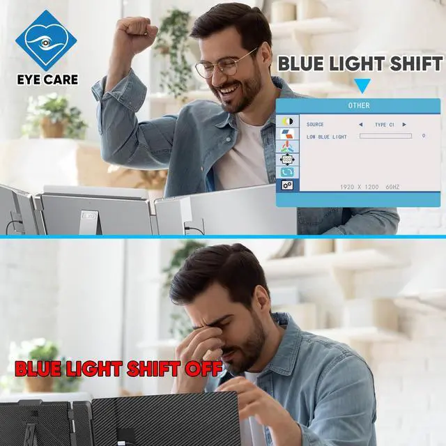 Alt view image 6 of 7 - Laptop Screen Extender Monitor Portable, 1200P Triple Extended Monitor | Plug & Play, 16:10, for 12~16.2" Laptops, Not Compatible M1 M2 M3