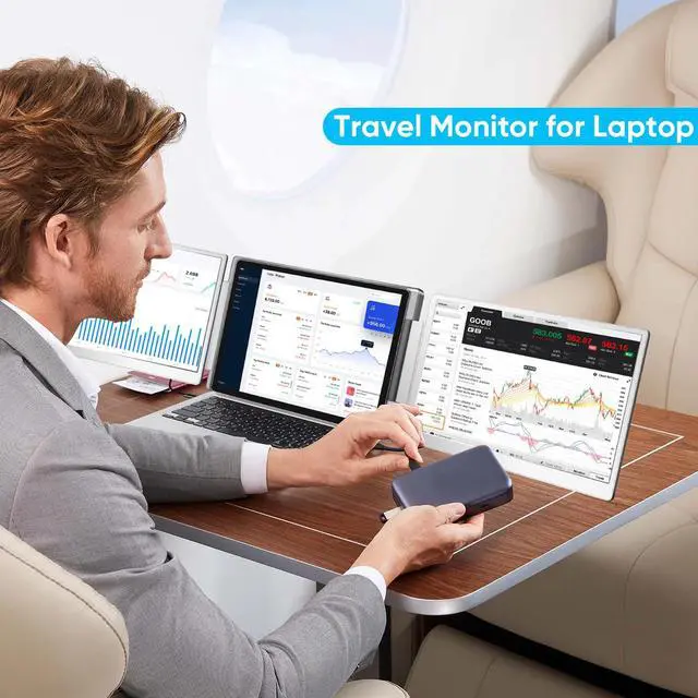 Alt view image 7 of 7 - Laptop Screen Extender Monitor Portable, 1200P Triple Extended Monitor | Plug & Play, 16:10, for 12~16.2" Laptops, Not Compatible M1 M2 M3