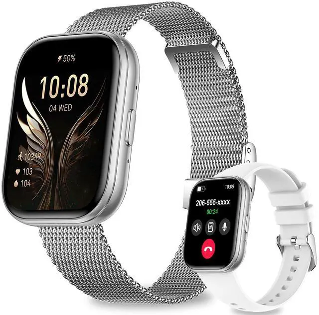 Main image of Smart Watches for Women Men with 1000 mAh, 1.75" Fitness Tracker (Answer/Make Calls), IP68 Waterproof Smartwatch with Heart Rate SpO2 Sleep Monitor 120+ Sports Modes for Android & iPhone (Silver)