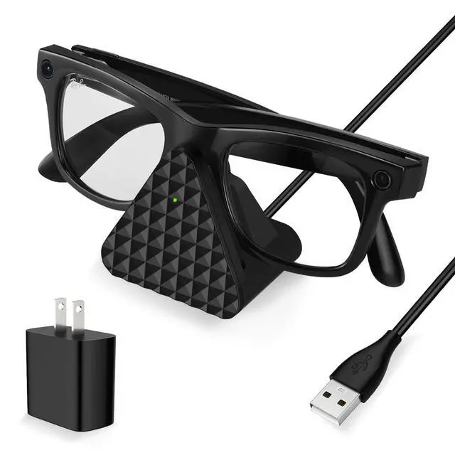 Main image of Charging Stand with Adapter for Ray-Ban Meta(Gen 1&2) Wayfarer/Skyler/Headliner and Oakley Meta HSTN, Portable USB A Dock for Smart Glasses, Meta AI Glasses Accessories (Black)