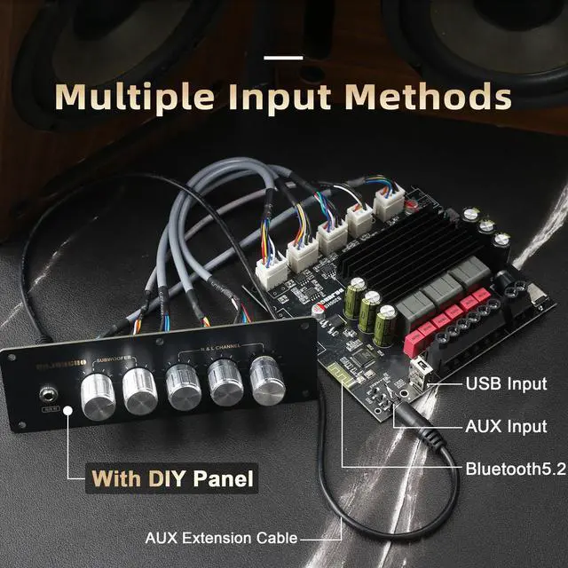 Alt view image 4 of 6 - 100W+100W+200W Power Amplifier Board, TPA3221 Chip with BluetoothAUX and USB Inputs, 2.1 Channel Audio Power Amplifier (S200HS-W)