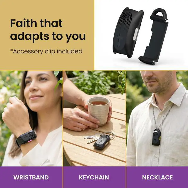 Alt view image 5 of 7 - Audio Bible Watch with 300+ KJV Verses, WWJD Wearable Scripture Speaker Bracelet, Rechargeable Christian Bible Wristband, Faith Based Gift for Men & Women, Black