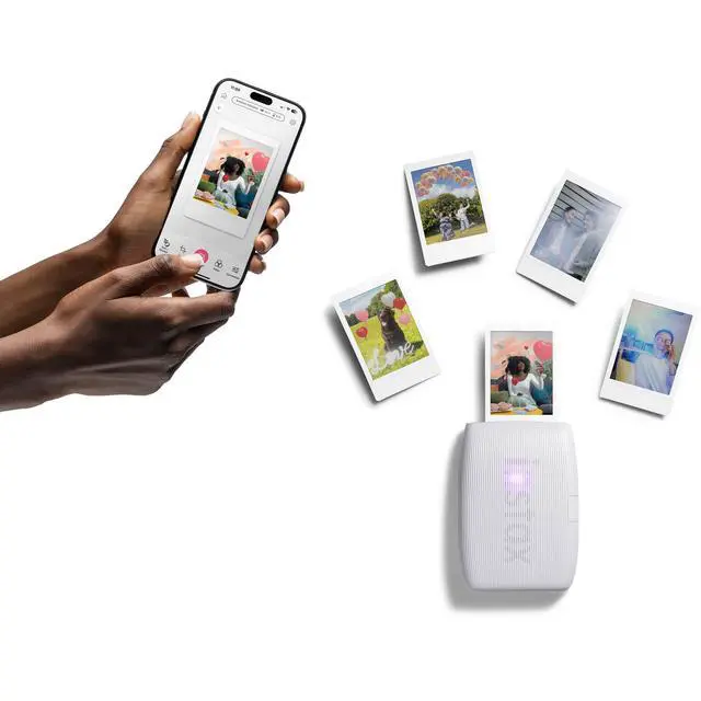 Alt view image 3 of 5 - Bundle with Compatible Fuji Mini Link 3 Smartphone Printer Clay White + Fuji Film Value Pack 20 Sheets Accessories Bundle with Album + 5 Plastic Desk Frames + Paper & Sticker Frames (Clay White)