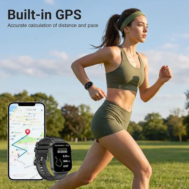 Alt view image 2 of 7 - Smart Watch for Men, GPS, 2.01" HD Fitness Watch Black | Answer/Make Calls, for Android & iPhone, Heart Rate/Sleep/Sports Monitor Smartwatch, 1 ATM Waterproof