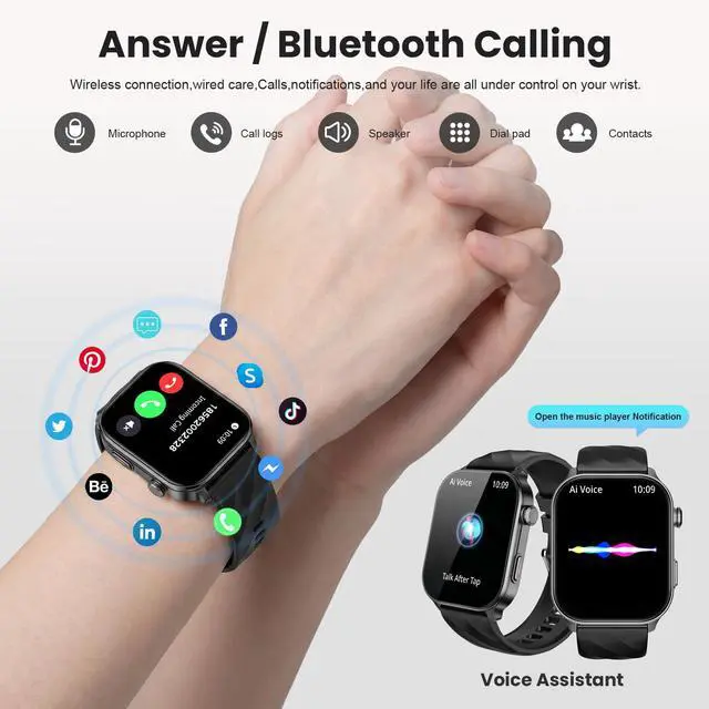 Alt view image 4 of 7 - Smart Watch for Men, GPS, 2.01" HD Fitness Watch Black | Answer/Make Calls, for Android & iPhone, Heart Rate/Sleep/Sports Monitor Smartwatch, 1 ATM Waterproof