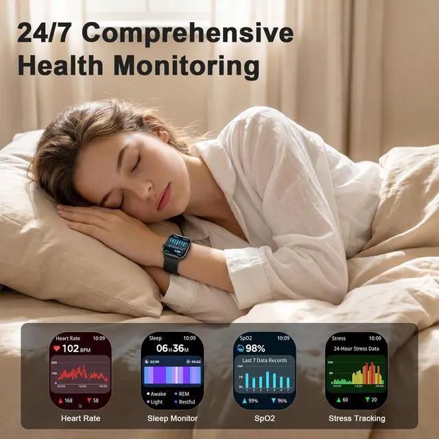 Alt view image 3 of 7 - Smart Watch for Men, GPS, 2.01" HD Fitness Watch Black | Answer/Make Calls, for Android & iPhone, Heart Rate/Sleep/Sports Monitor Smartwatch, 1 ATM Waterproof