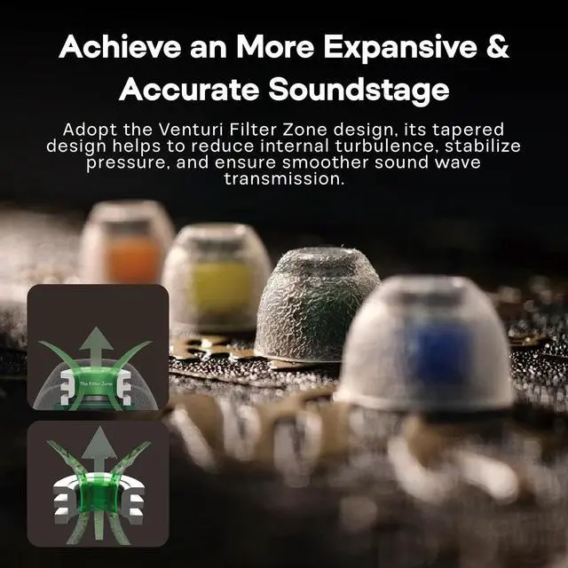 Alt view image 3 of 7 - Tangzu Tang Sancai Noble Earbud Tips,Stainless Steel IEM Ear Plugs | Replaceable Liquid Silicone Eartips,4 Pairs for in Ear Earphones, XS/S/M/L- Each Size