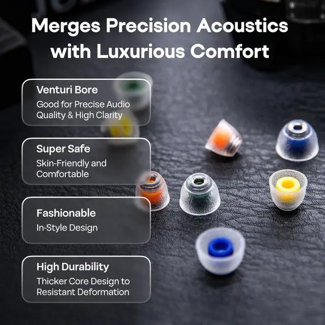 Alt view image 5 of 7 - Tangzu Tang Sancai Noble Earbud Tips,Stainless Steel IEM Ear Plugs | Replaceable Liquid Silicone Eartips,4 Pairs for in Ear Earphones, XS/S/M/L- Each Size