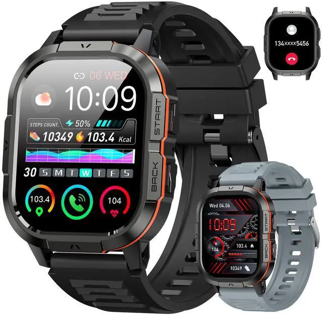 Main image of Smart Watch for Men Fitness Tracker Make/Answer Military Heart Rate Monitor