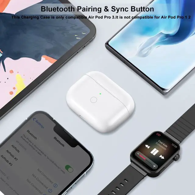 Alt view image 2 of 7 - Wireless Charging Case Compatible with AirPod Pro 3, Air Pod Pro 3rd Generation Charger Case Replacement with Bluetooth Pairing Function, No Earbuds,White