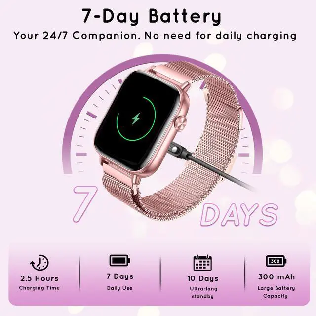 Alt view image 7 of 7 - Smart Watch for Women 1.83" HD Bluetooth Call Step Fitness Tracker 3 Bands | Compatible Android & iPhone Phones Smartwatch with Heart Rate/SpO2/Sleep Monitor, Waterproof 120+ Sports Modes, Purple